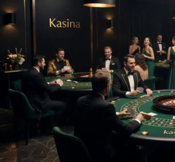 Stylově nasvícený kasino event s pokerovým stolem, profesionálním krupiérem a hosty, kteří se baví.